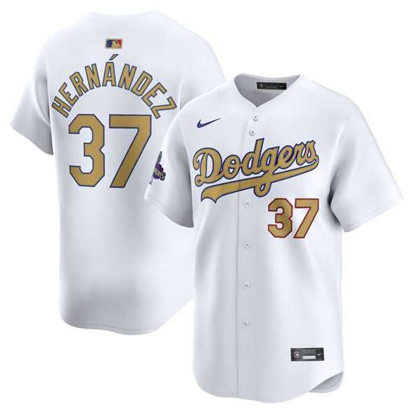 Men%27s Los Angeles Dodgers #37 Teoscar Hernandez White 2025 Gold Collection Limited Stitched Jersey Dzhi->los angeles dodgers->MLB Jersey